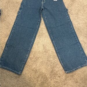 Zara Blue Striped Denim Jeans